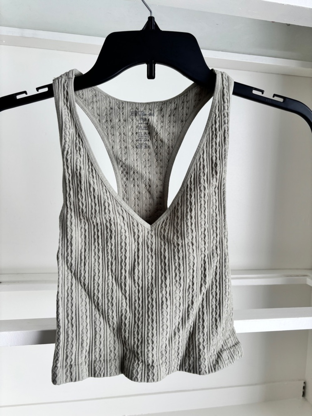 BKE Light Gray Ribbed V‑Neck Racerback Tank
